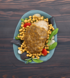 Индейка с нутовой мукой и овощами