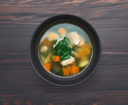 Куриный суп с овощами и шпинатом