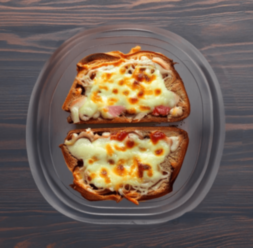 Запеченный бутерброд с сыром и мясом