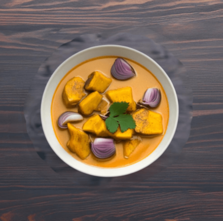 Жёлтое карри из курицы с бататом и лотосом – рецепт
